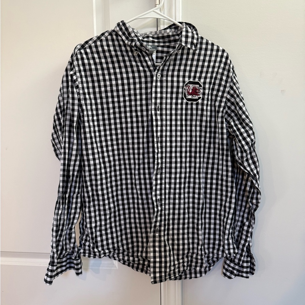 Carolina Gamecocks Black and White Gingham Men's Shirt